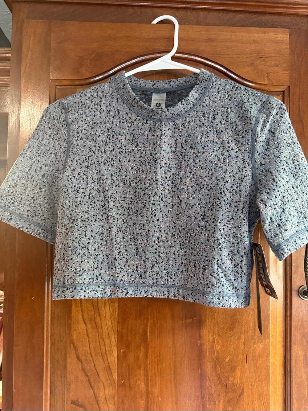 Mono B Heathered Blue Speckle Crop Top